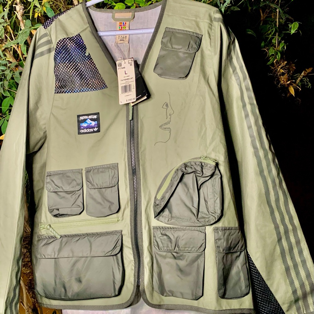 Adidas x F*cking Awesome Fishing Jacket Men`s Large Legacy Green FT7946 NWT